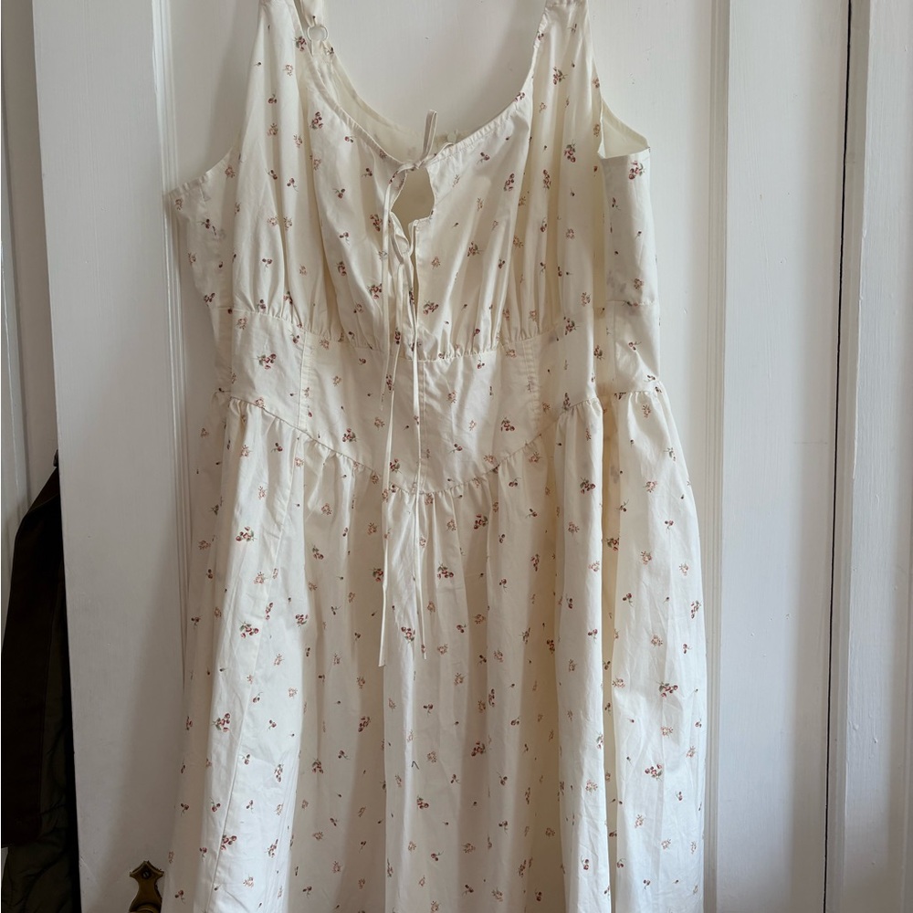 torrid Cream Floral Tie-Front Midi Dress